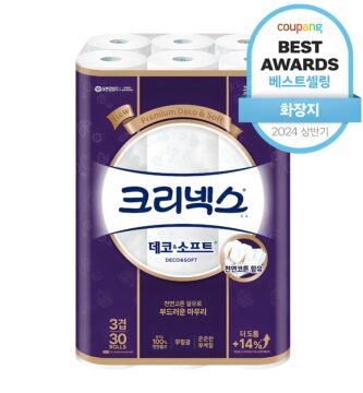 크리넥스 천연펄프 3겹 데코&소프트 화장지, 27m, 30개입, 1개