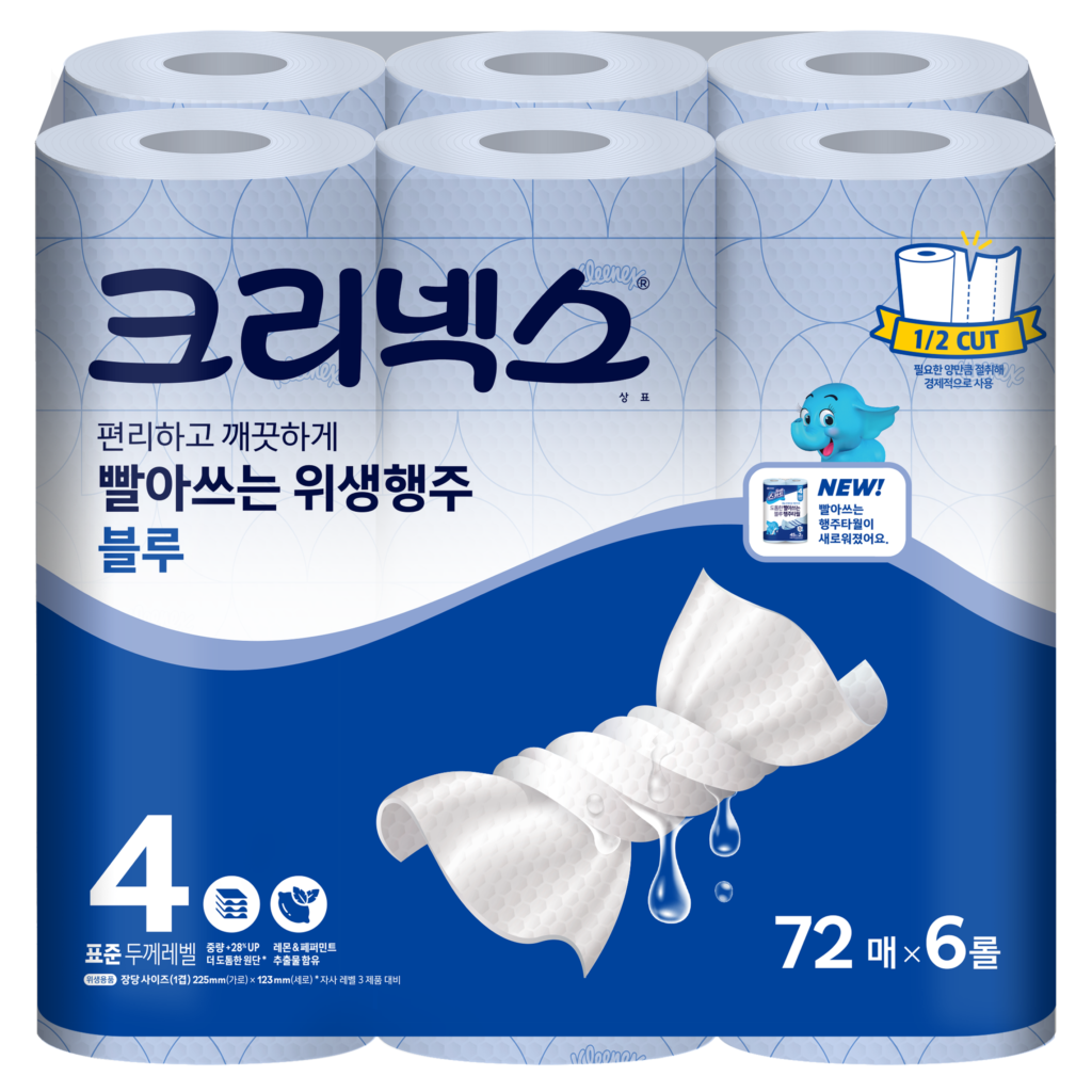 크리넥스 빨아쓰는 위생행주 블루 72매, 6롤, 1개