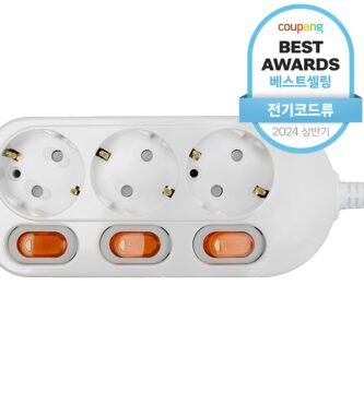 번개표 이동형 멀티탭 콘센트 절전형 개별스위치 3구 WI-MC21633, 1.5m, 1개