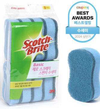 스카치브라이트 베이직 제로 스크레치 스펀지 수세미, 8개, 1개